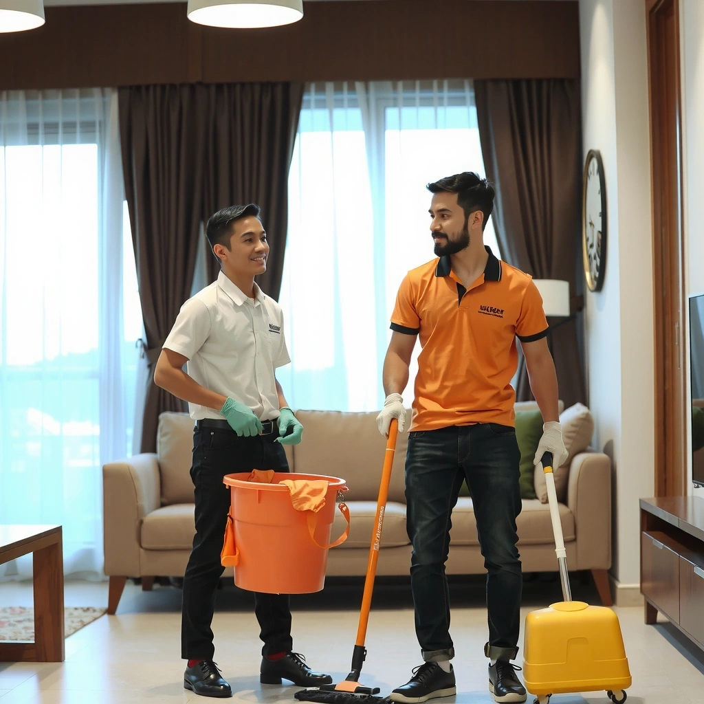 Professional cleaning team in action